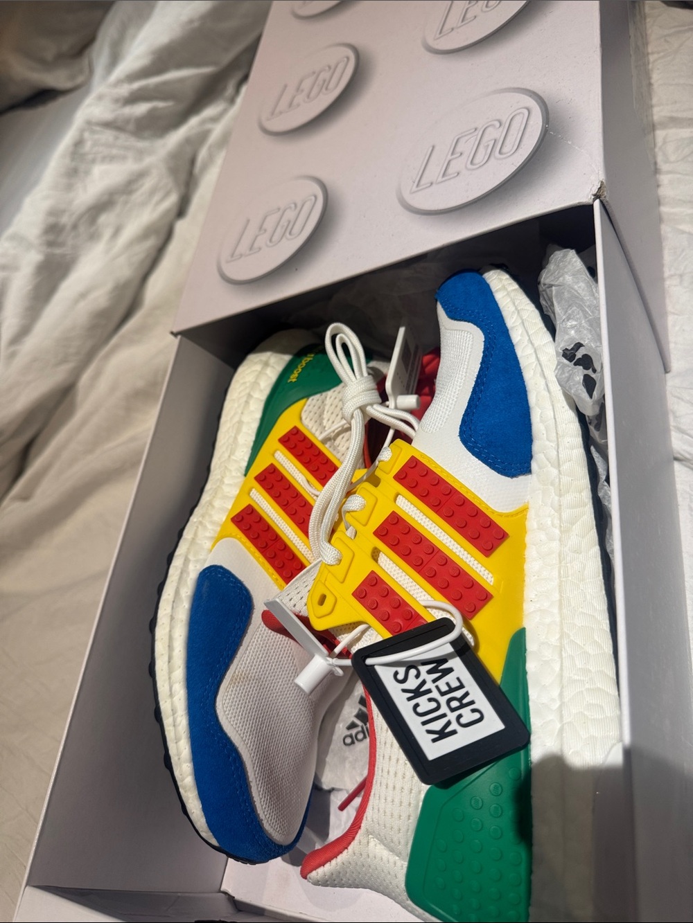 adidas LEGO-Inspired Sneakers in White, Blue, Yellow, Red, Green